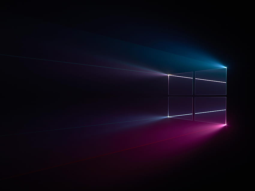Windows 10, logo Windows, niebieski, różowy, ciemny, , technologia Tapeta HD