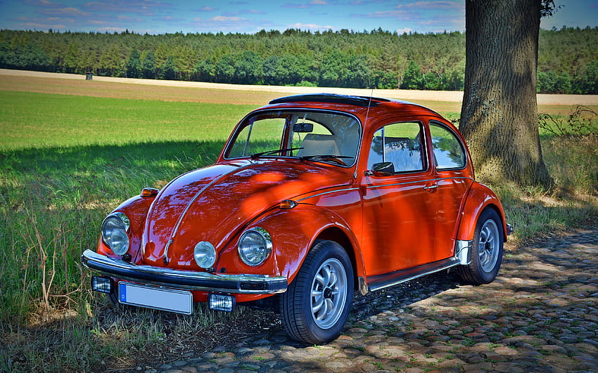 Volkswagen Fusca, vermelho, carro clássico, 3840x2400, Ultra 16:10, Widescreen, carro fusca papel de parede HD