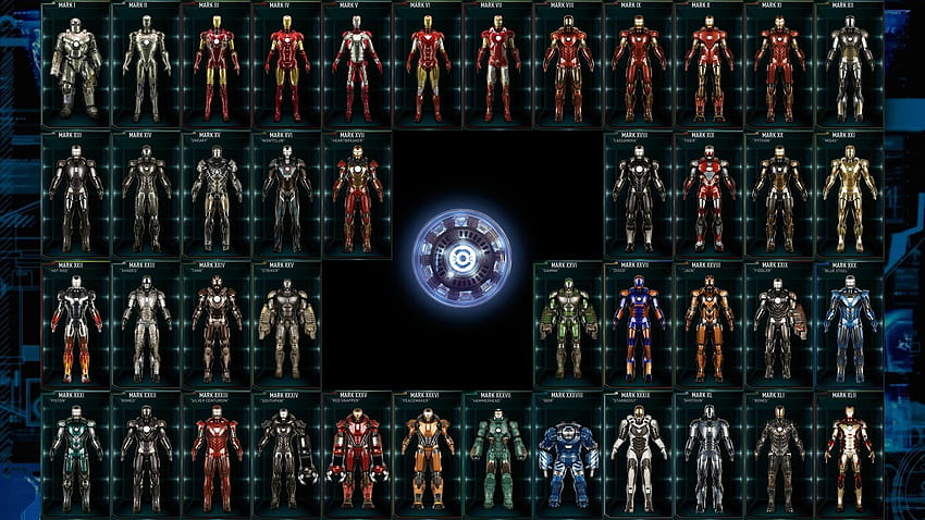 6 Iron Man Armor, iron man mark 1 to 50 HD wallpaper