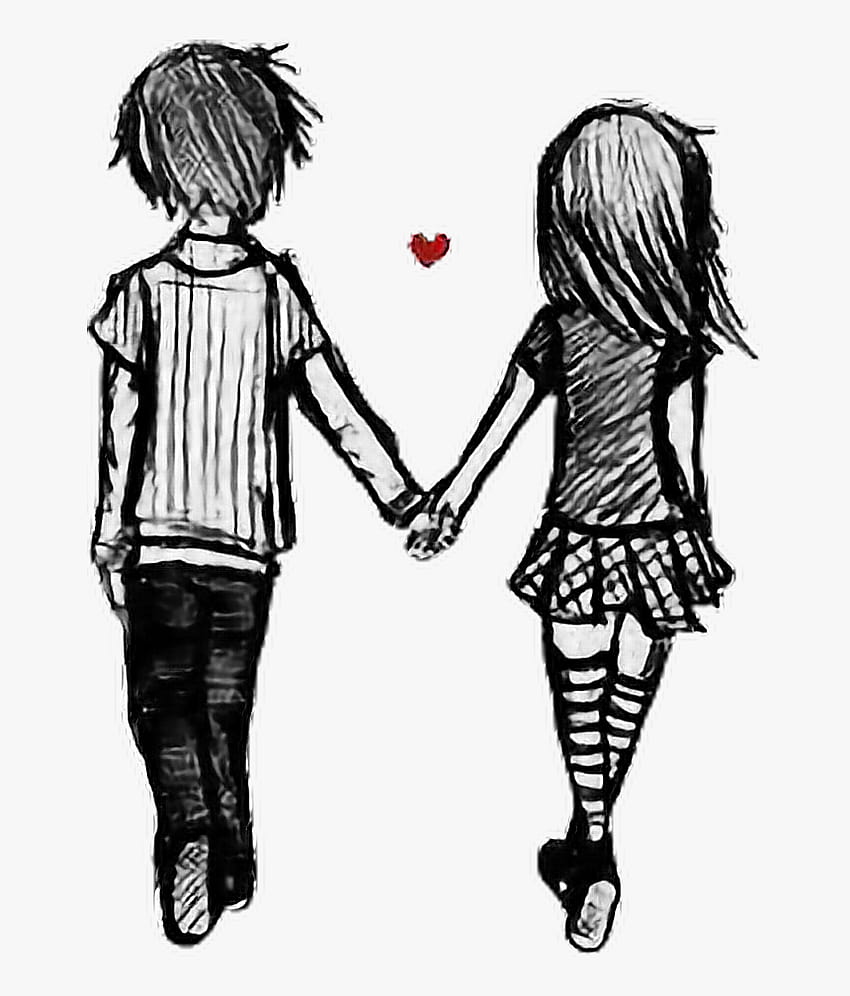 gf ,friendship,gesture,holding hands,drawing,sketch,interaction,human,black and white,child,line art, boyfriend and girlfriend holding hands HD phone wallpaper