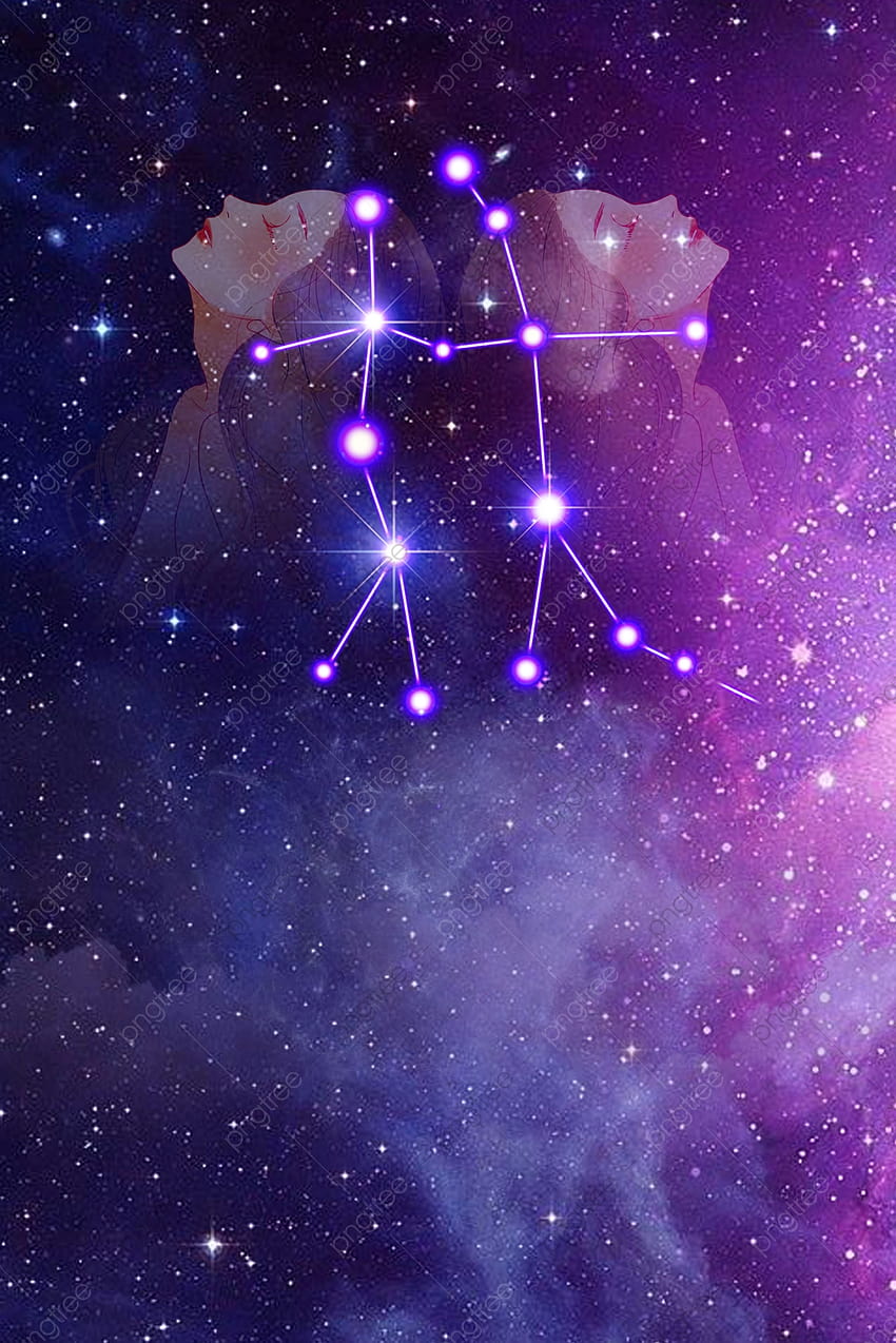 Creative Aesthetic Starry Sky 12 Constellation Gemini Backgrounds Synthesis, Constellation, Twelve Constellations, Starry Sky Backgrounds for, gemini purple HD phone wallpaper