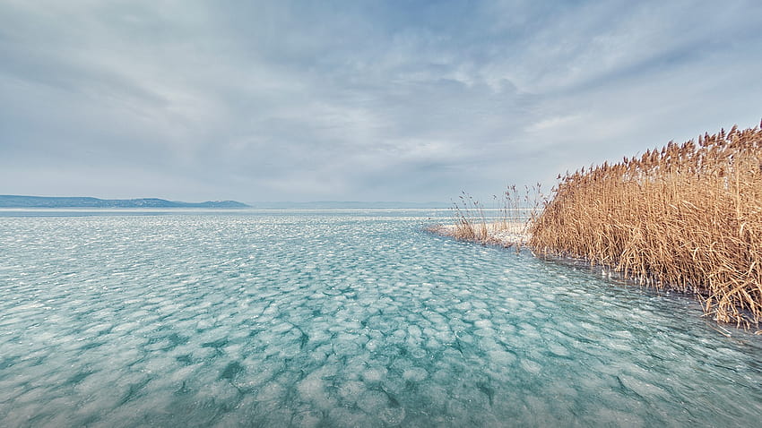 Lac gelé Balaton, Zamardi, Hongrie, lac Balaton Fond d'écran HD
