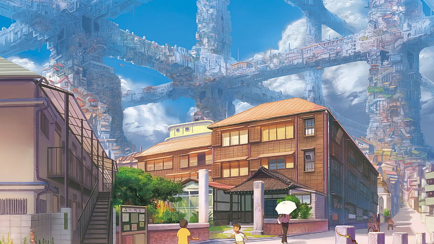 anime future city background