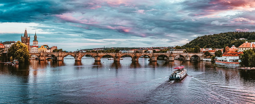 Jembatan Charles Praha · · .io, matahari terbenam praha Wallpaper HD