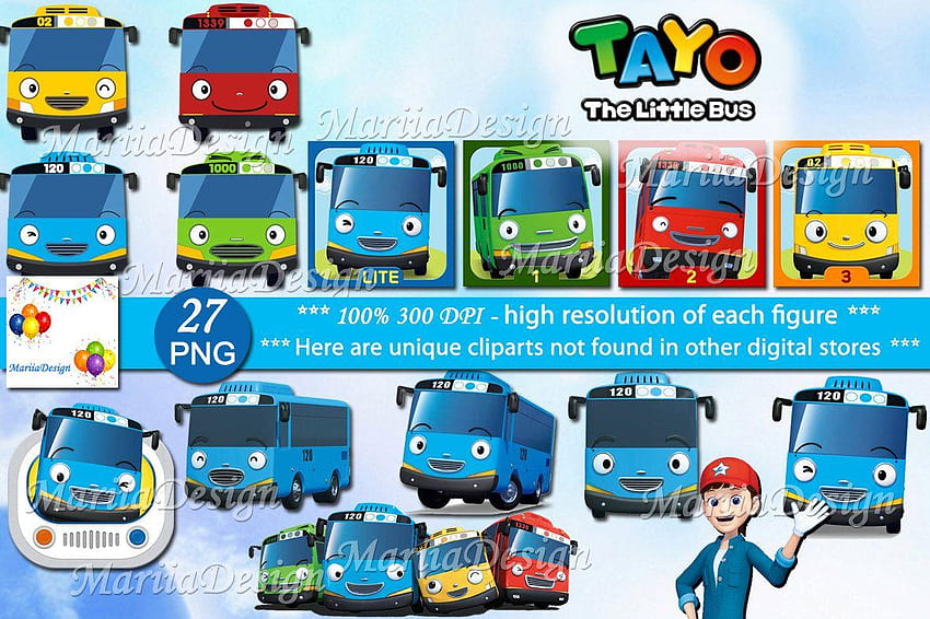 27 Tayo The Little Bus Clipart 27 PNG 300 Dpi Scrapbook HD тапет