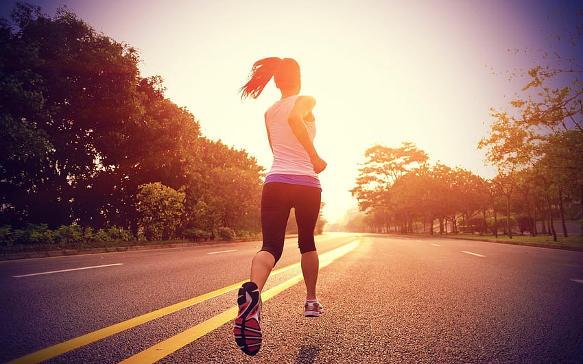 jogging, morning, runners, running girl for HD wallpaper