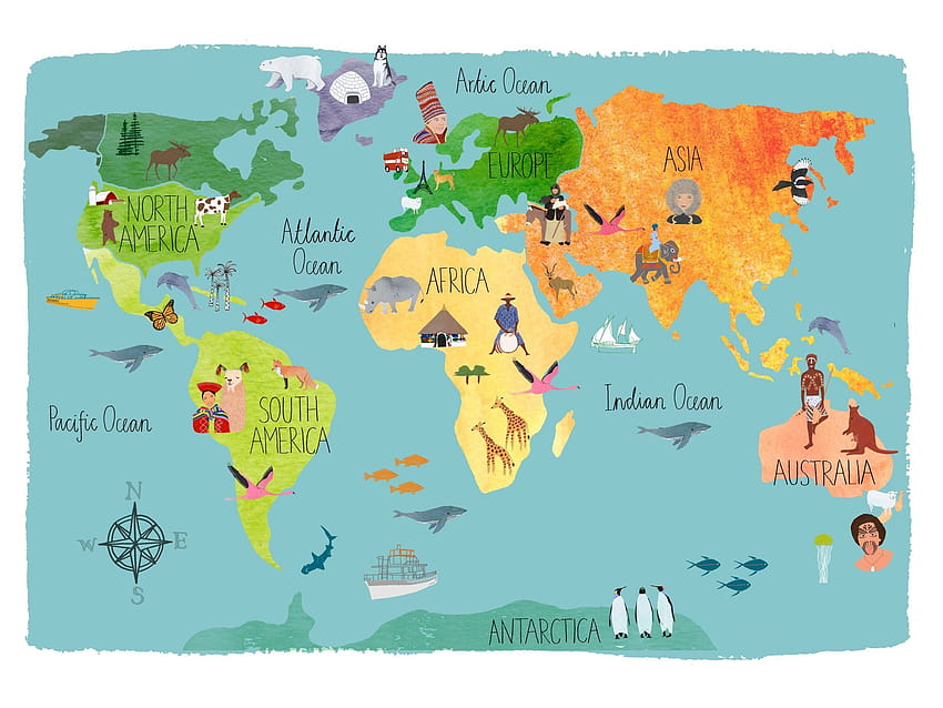 Cute World Map Inspiración fresca Mapas dibujados a mano 7bit Co And, mapa de América del Norte fondo de pantalla