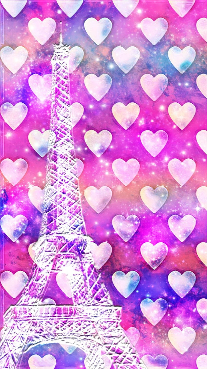 Lovely Hearts Paris, made by me, valentines day pink glitter HD phone wallpaper