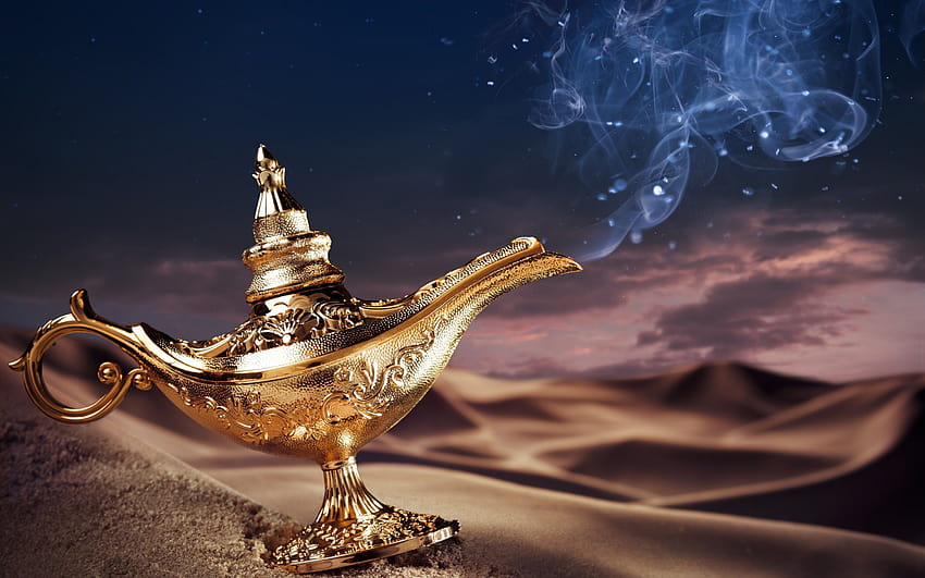 Lamp magic models, gold genie lamp illustration lamp HD wallpaper