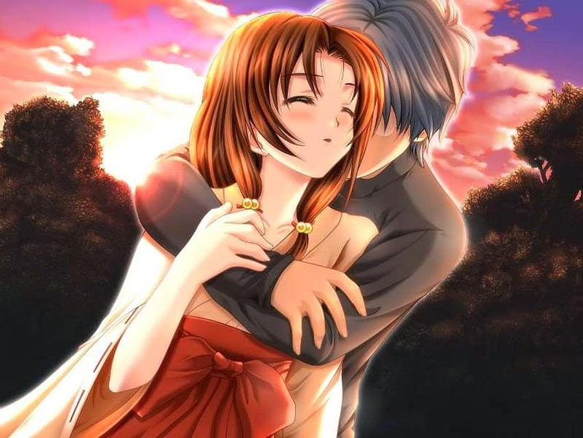 Сладка анимационна двойка Прекрасна прегръдка, анимационна любов HD тапет