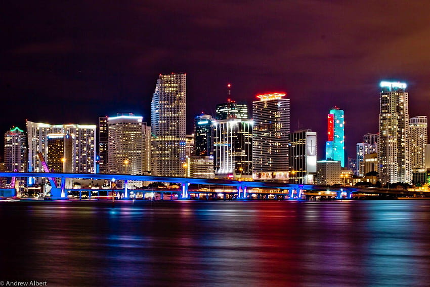 Skylines Colours Miami Bridge, miami skyline HD wallpaper | Pxfuel