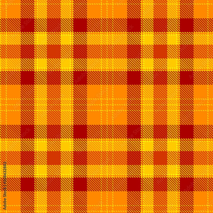 타탄 원활한 패턴입니다. 주황색과 노란색 격자 무늬. 타탄 플란넬 배경. Stock Illustration HD 전화 배경 화면
