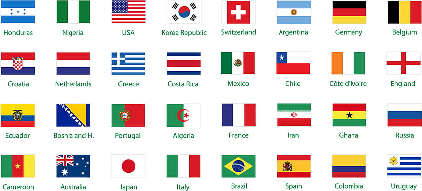 10 bandeiras e nomes de países, bandeiras do mundo com nome papel de parede HD