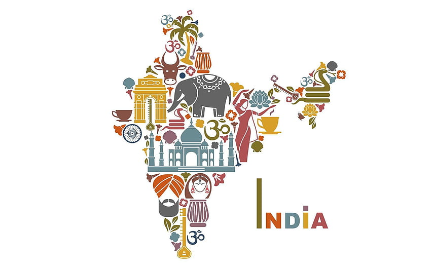 A religião indiana torna a Índia um mapa maravilhoso da Índia papel de parede HD