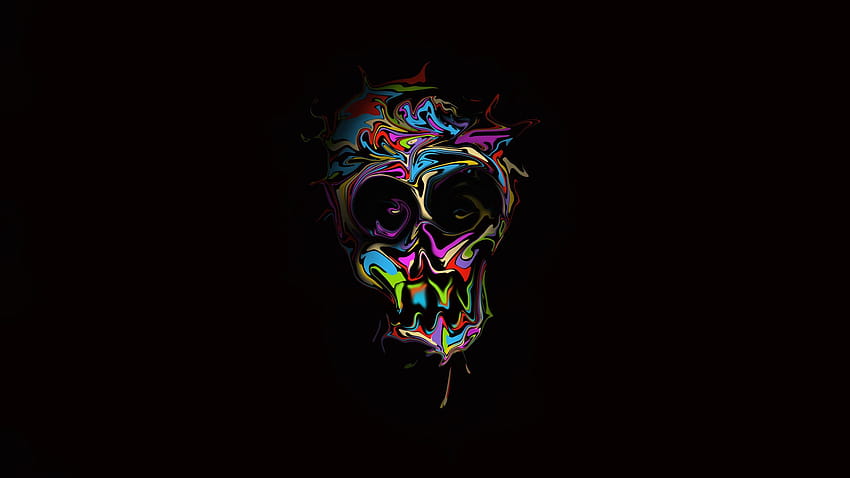 colors skull, black skull HD wallpaper