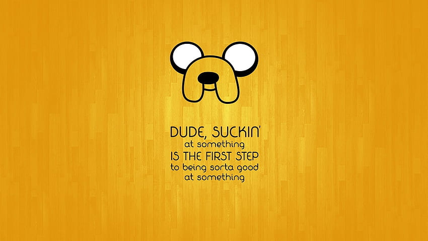 : illustration, quote, anime, text, logo, yellow, cartoon, graphic design, brand, Adventure Time, Jake the Dog, line, graphics, 1920x1080 px, computer , font 1920x1080, cartoon dog computer HD wallpaper