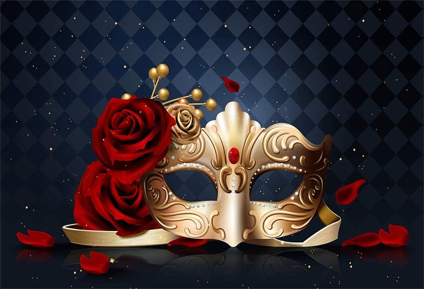 Kaufen Sie YEELE 12 x 8 Fuß Maskerade-Party-Hintergrund, goldene und schwarze Augenmaske mit roten Rosen, grafische Hintergründe, Mädchen, Damen, Frauen, Make-up, Porträt, Karneval, Feier, Stand-Requisiten, digital, online in Indonesien. B07YV4SY3M, Partymaskenmädchen HD-Hintergrundbild