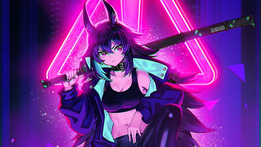 Papel de parede : Cyberpunk, Fundo vermelho, obra de arte, arte digital,  Personagens originais, Anime, Meninas anime 3200x1800 - LastPolarNight -  1717979 - Papel de parede para pc - WallHere