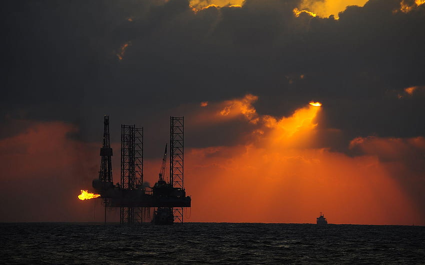 Campo de petróleo, plataforma offshore papel de parede HD