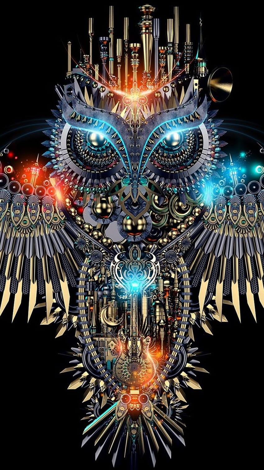 Beautiful owl, mechanism style, creative 750x1334 iPhone 8/7/6/6S, iphone 8 creative HD phone wallpaper