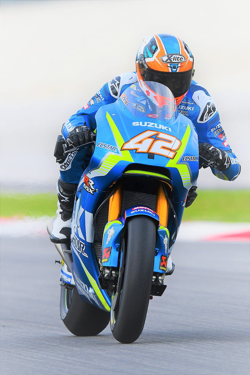 Alex Rins 42 numara Suzuki Ecstar moto. MotoGP 2017. İspanya, Español, Spagna HD telefon duvar kağıdı