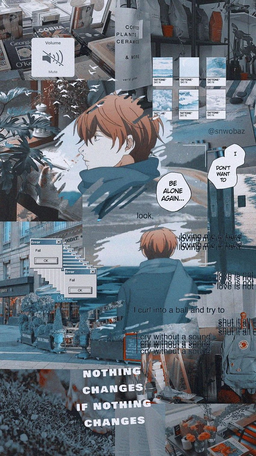 Dato Anime Aesthetic, collage verde anime estetico Sfondo del telefono HD