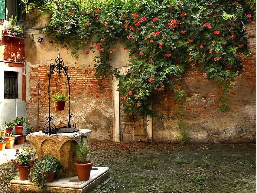 Italian Garden, gardens of varenna HD wallpaper