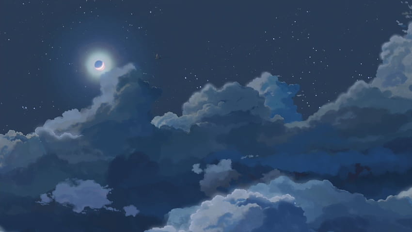 1920x1080 Scenario anime, paesaggio estetico blu Sfondo HD