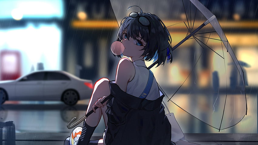 2048x1152 enjoying rain, anime girl, dual wide, , 2048x1152 , background, 25093, 2048x1152 anime HD wallpaper