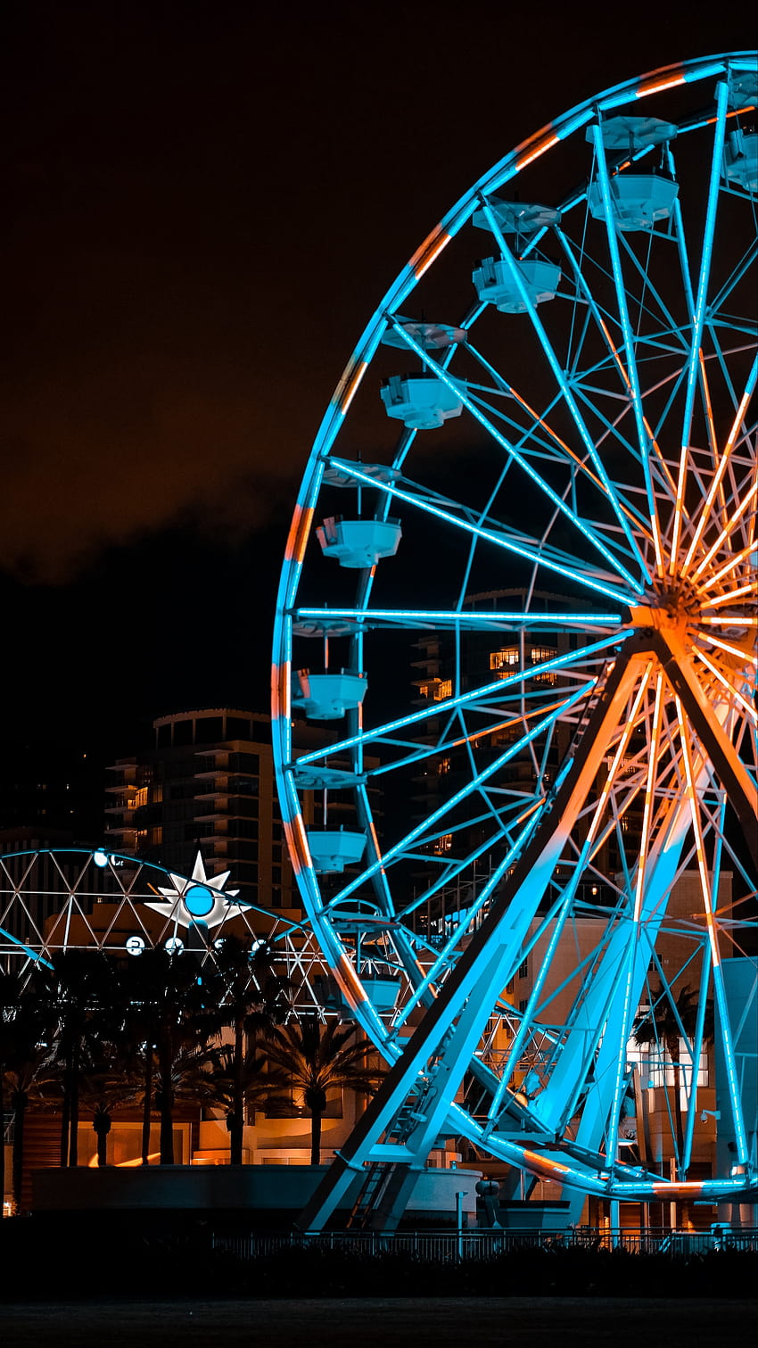 Ferris Wheel, Attraction, Lights, Illumination, weel HD phone wallpaper