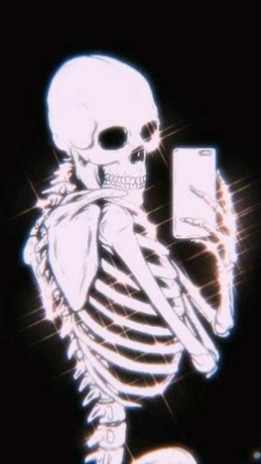 Skeleton Aesthetic、紫のスケルトン HD電話の壁紙