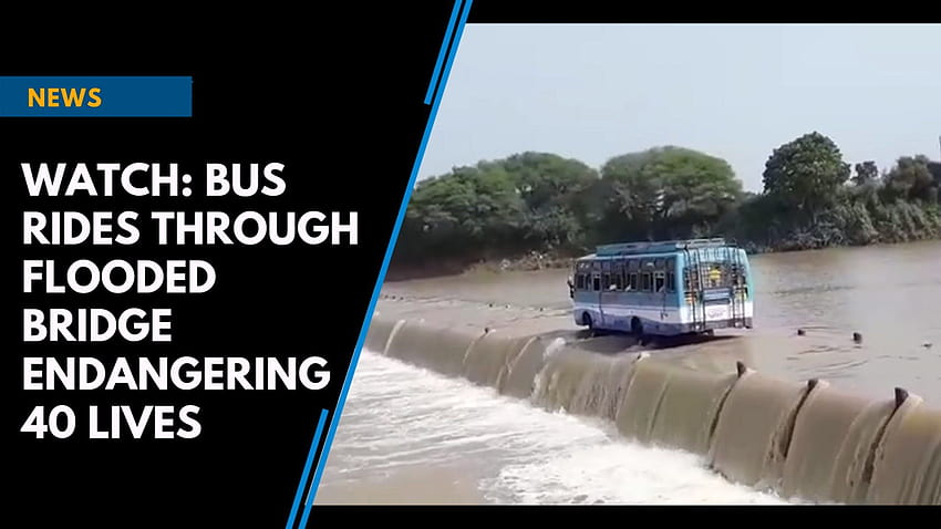 Watch: Bus rides through flooded bridge endangering 40 lives, deepak joshi HD wallpaper