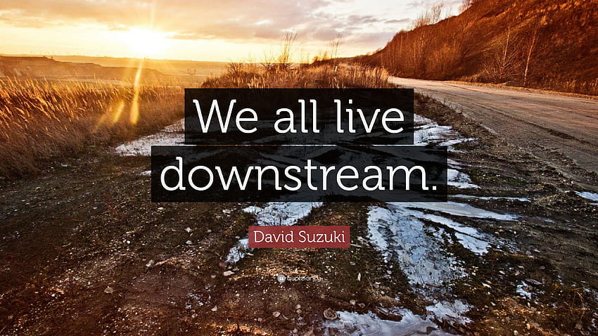 David Suzuki Quote: “We all live downstream.” HD wallpaper