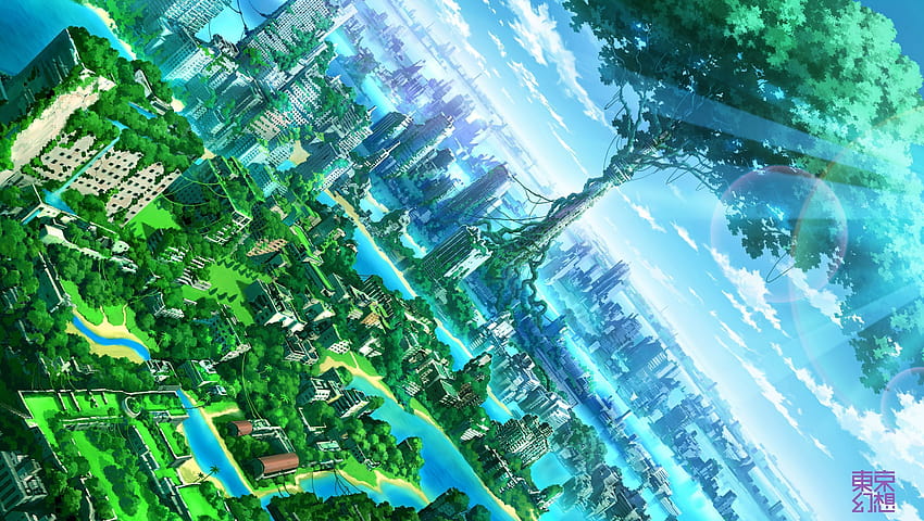 Green Anime Group, cute green anime landscape HD wallpaper