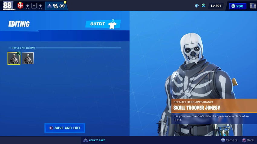 The Skull Trooper skin has had this annoying blue eye glow since 2018, and there's been no way to take it off. PLEASE give us this option to turn it off!: FortNiteBR HD wallpaper
