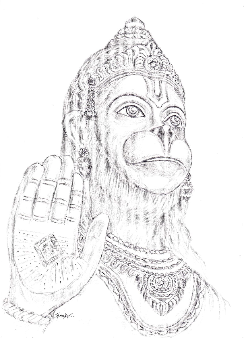 Drawing of Lord Hanuman Outline Editable Illustration. Strength and  Powerful God Bhajarangi or Lord Shiva Stock Vector - Illustration of  mythology, happy: 178414885