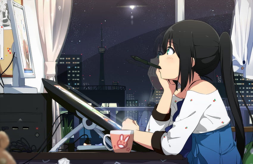 Anime Coffee, anime cafe girl HD wallpaper | Pxfuel