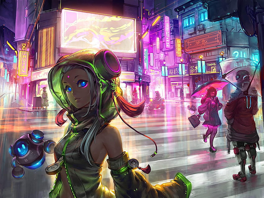 Anime Cyberpunk Scifi Futuristic City and, pink futuristic city HD wallpaper