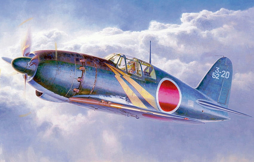war, art, airplane, painting, aviation, ww2, Mitsubishi J2M , section авиация HD wallpaper