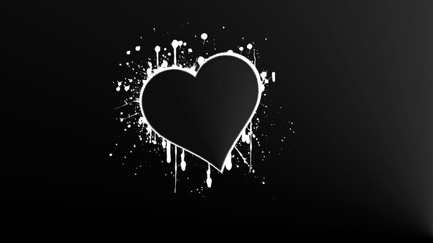 White Heart, lovers black and white HD wallpaper