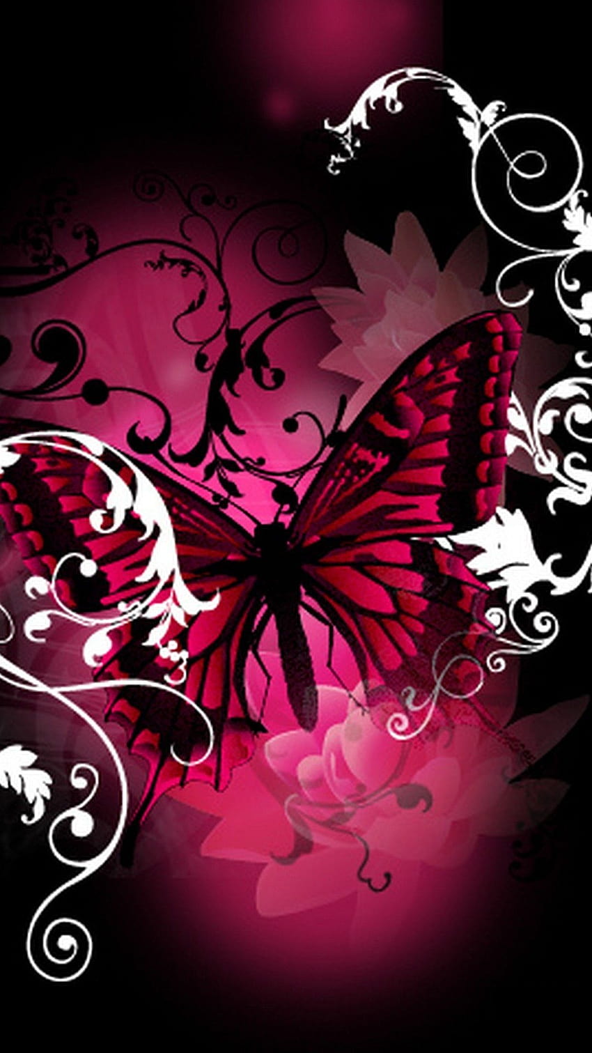 Pink Butterfly Android, mariposa android móvil fondo de pantalla del teléfono