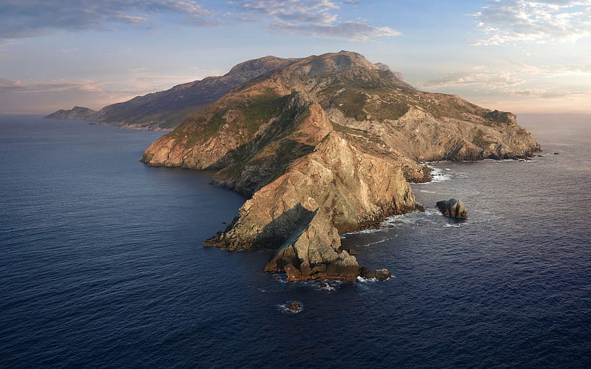 macOS Catalina , 산, 섬, 아침, 주식, 자연, mac os catalina HD 월페이퍼