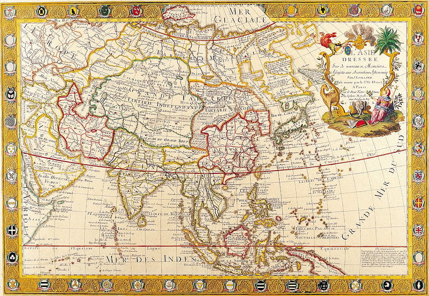 7 Vintage Map, mapa asiático papel de parede HD