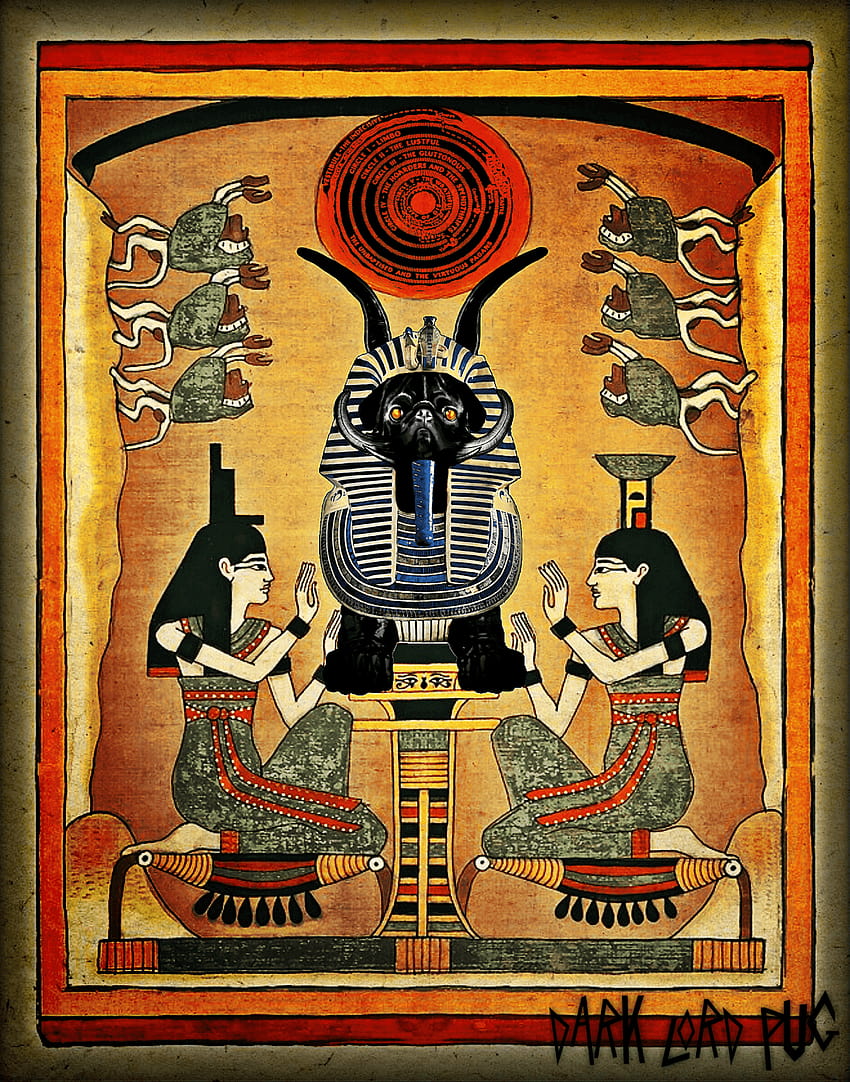 Dark Lord Pug, egyptian triptych HD phone wallpaper