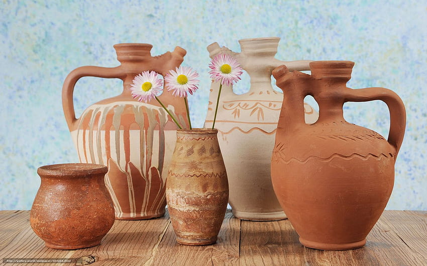 Vasos, cerâmica, Flores, mesa, cerâmica papel de parede HD