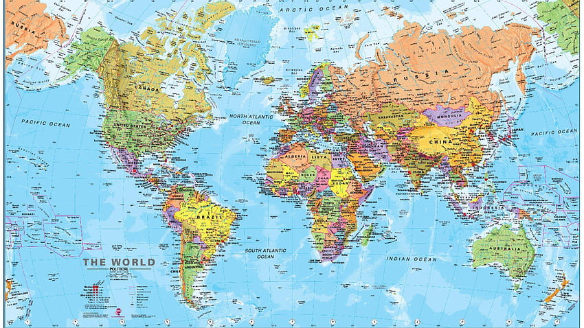 Pusta polityczna mapa świata Świeża mapa świata w wysokiej rozdzielczości, mapa polityczna Tapeta HD
