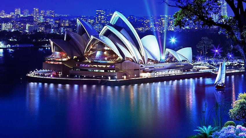 Opera w Sydney w nocy 378348, punkty orientacyjne Tapeta HD