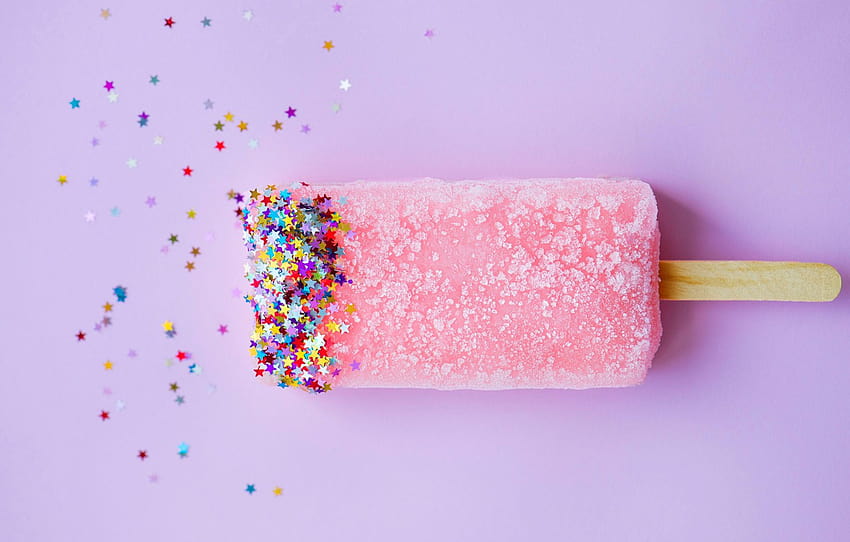 sequins, ice cream, stars, Popsicle , section еда, summer popsicles HD wallpaper
