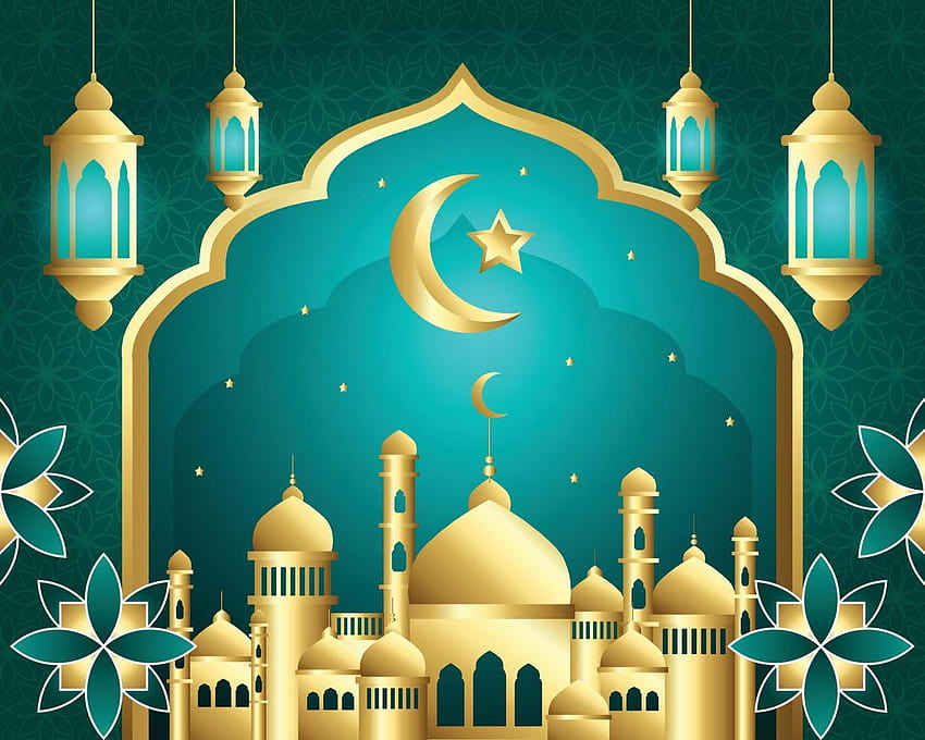 Islamische Moschee und Mond 6174377 Vektorgrafiken bei Vecteezy, Moschee-Vektor HD-Hintergrundbild