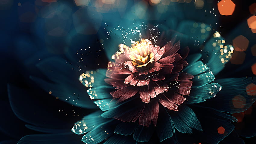 Seni bunga fraktal fantasi... [1920x1080] :, bunga fantasi Wallpaper HD